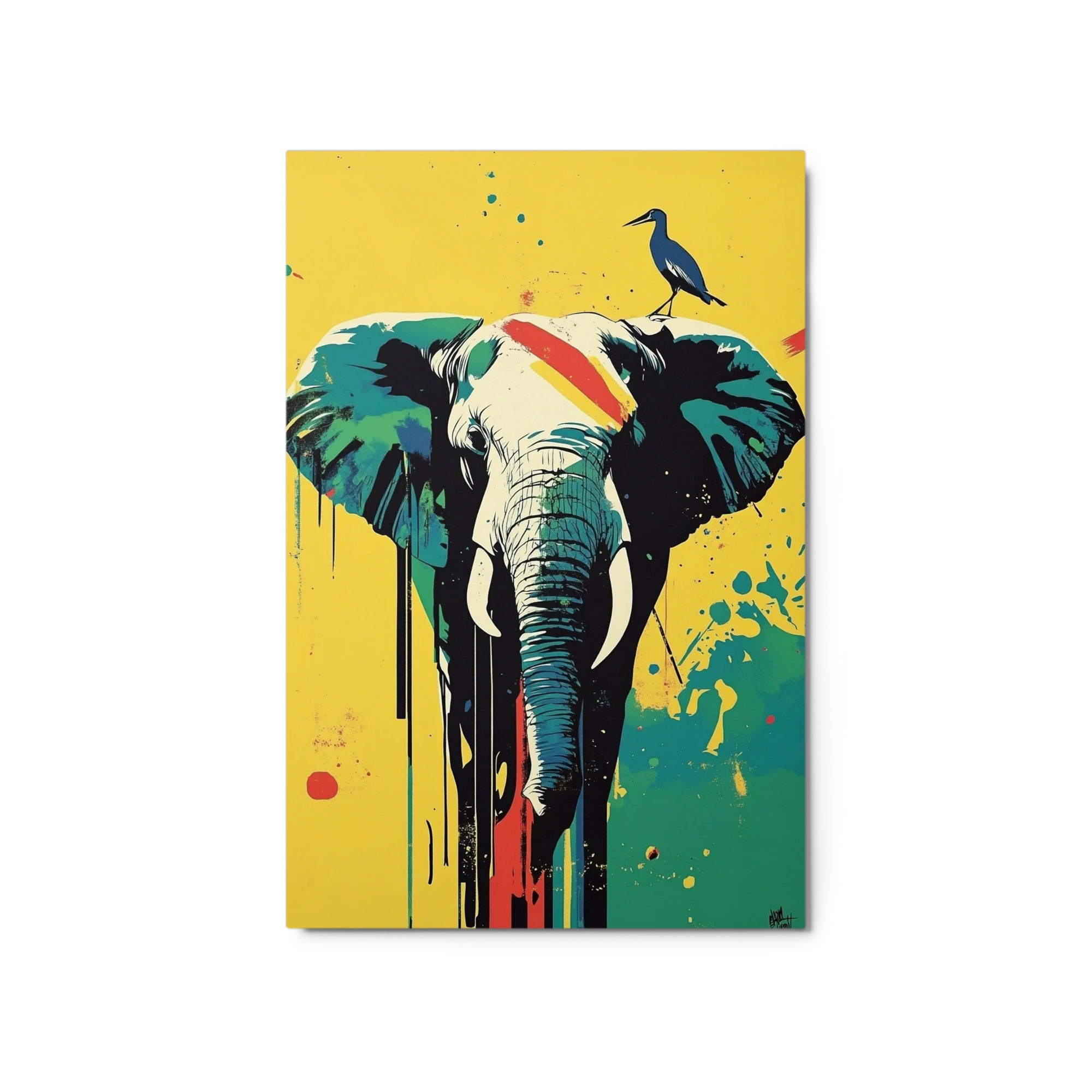 Pop Art Elephant with Bird | Art Print