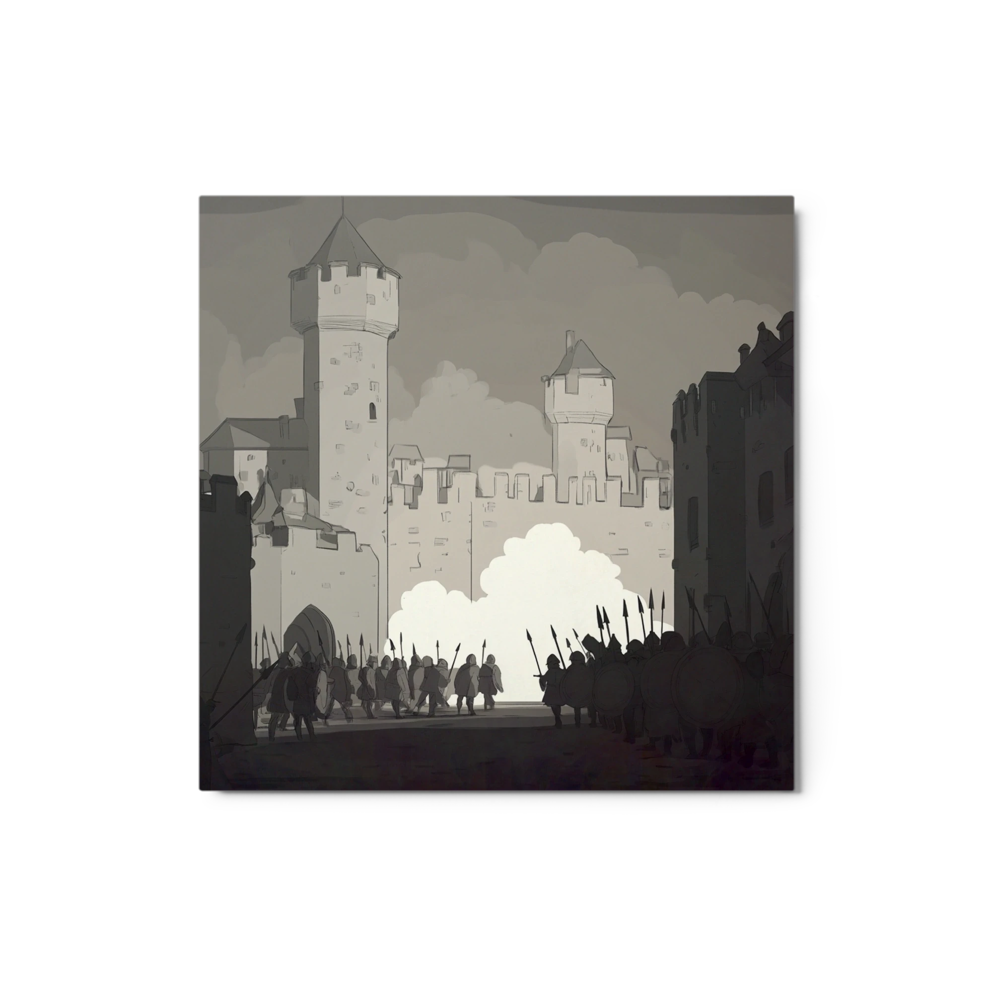 Monochrome Castle Scene