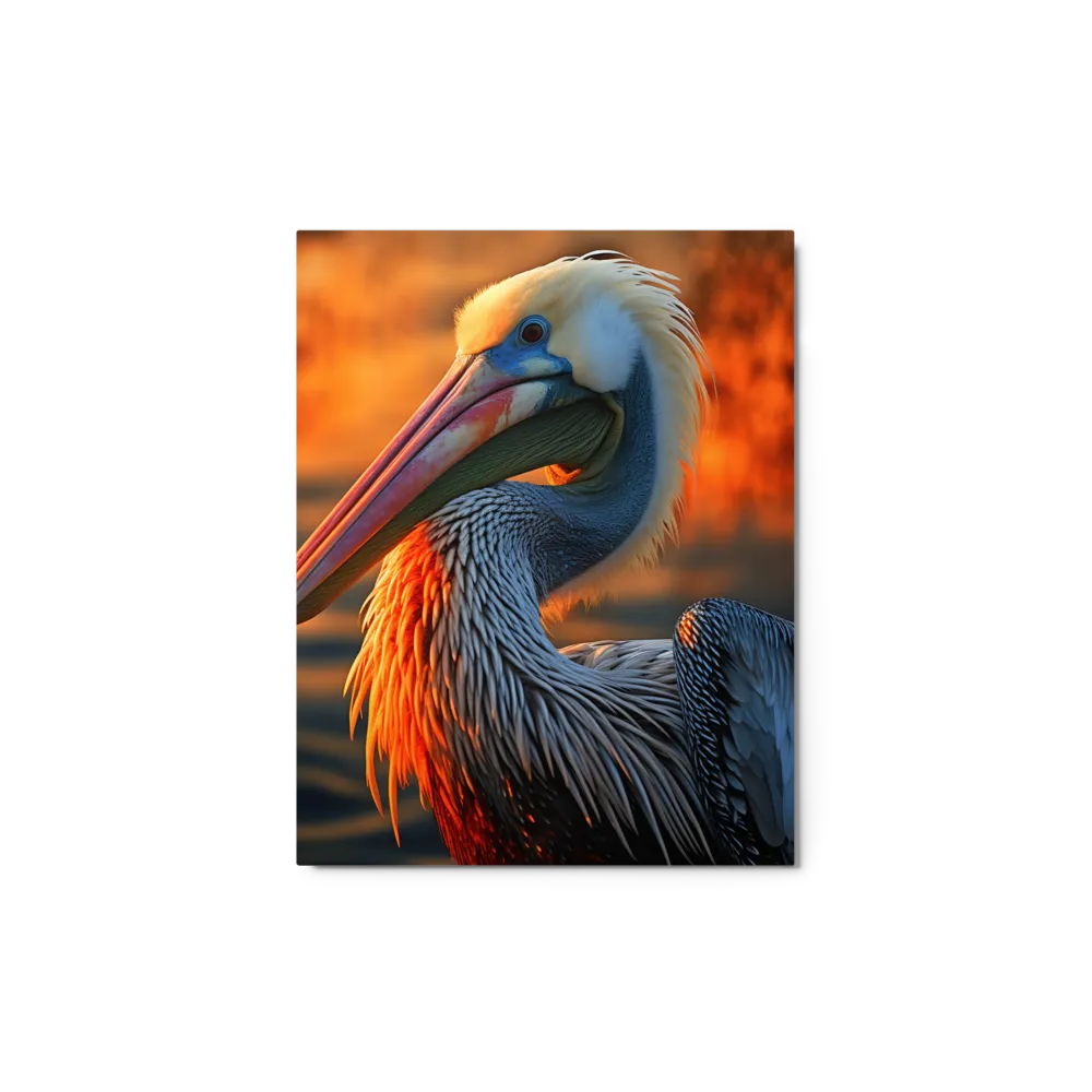 Golden Pelican Portrait 
 Canvas with Black Frame