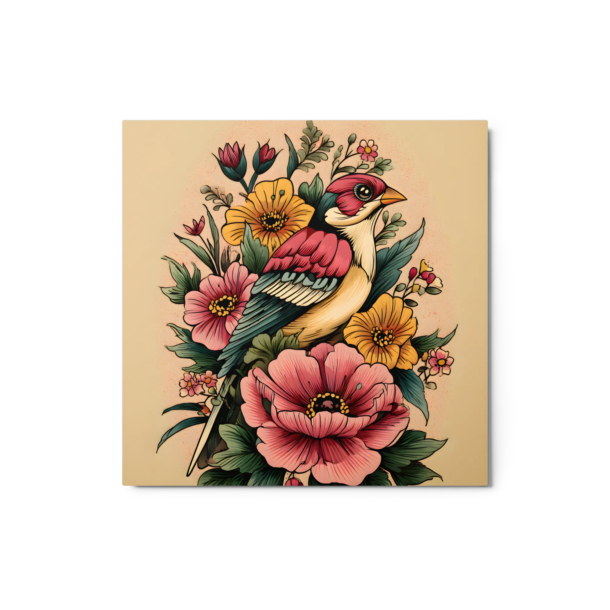Art Nouveau Bird and Blooms