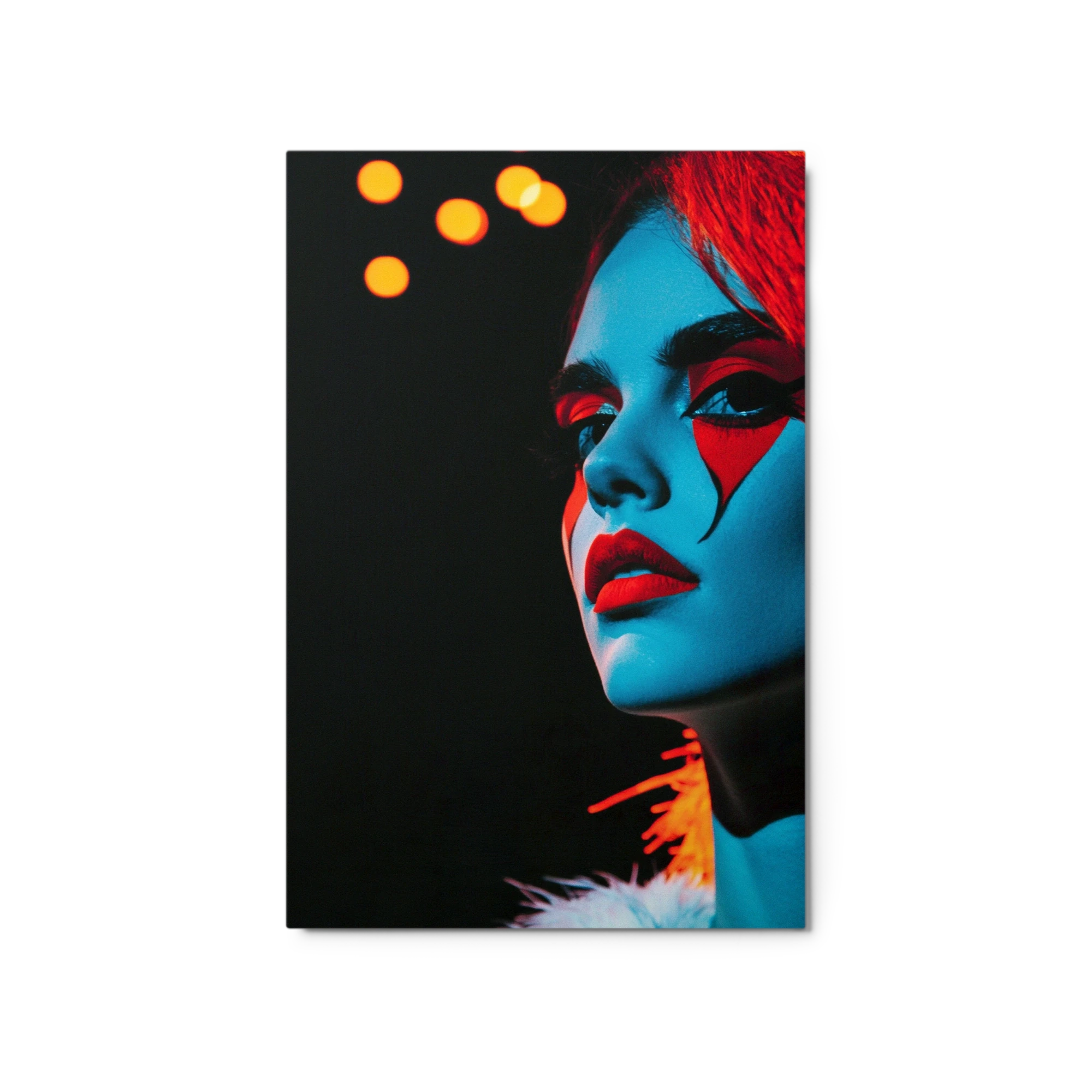 Bold Portrait with Red and Blue Makeup