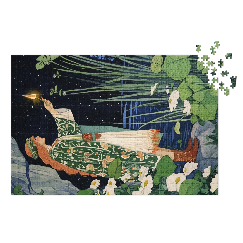 The Lantern Bearer of the Night Marsh 
 Jigsaw Puzzle in Tin Box