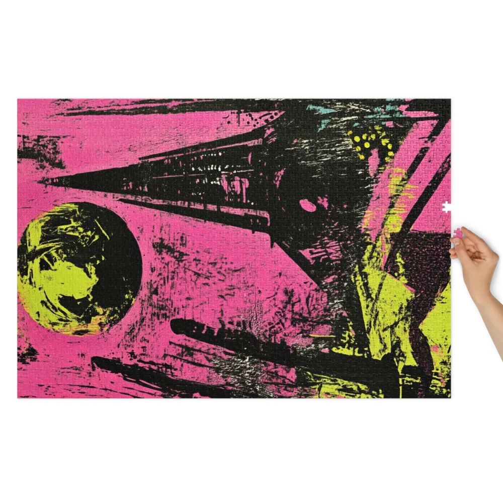 Paisagem Urbana Neon Lunar 
 Puzzle em caixa de metal