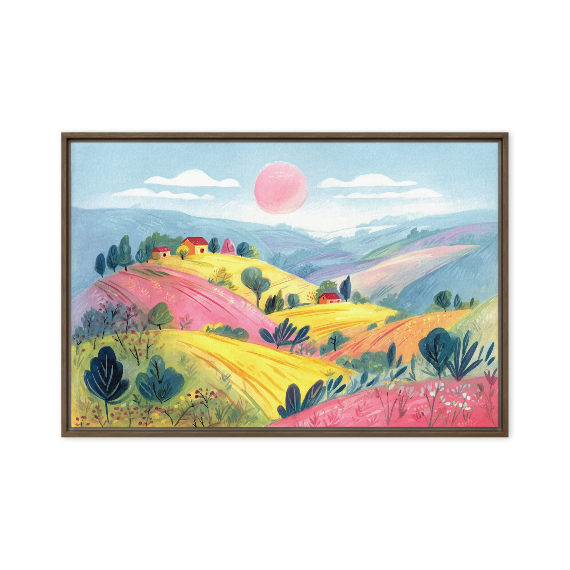Pastel Hills and Pink Sun | Art Print