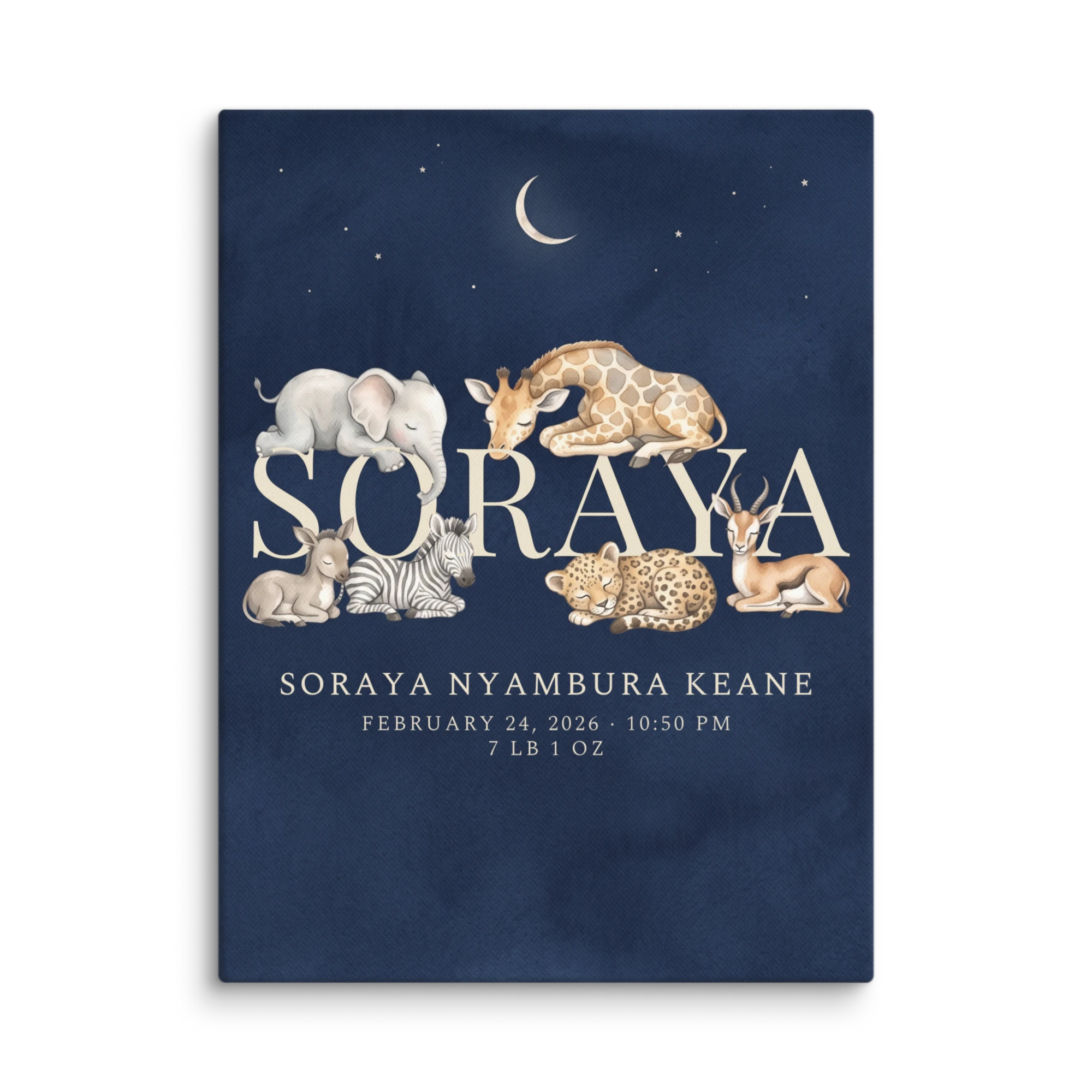 Nursery Name Art — Sleepy Safari