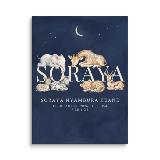 Nursery Name Art — Sleepy Safari