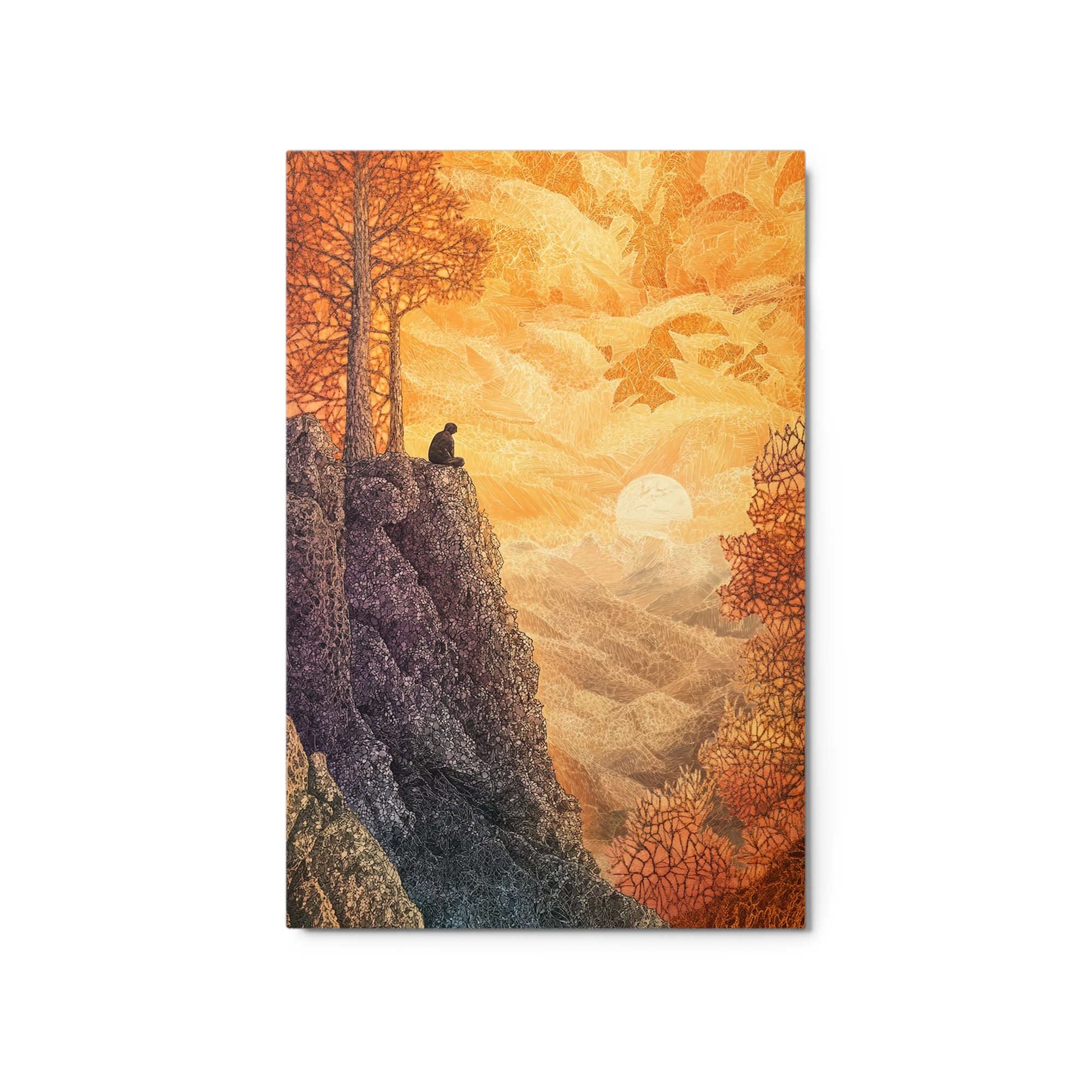 Surreal Landscape with Person and Sunset