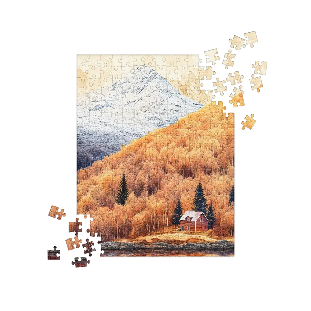 Lakeside Cabin in Autumn 
 Jigsaw Puzzle