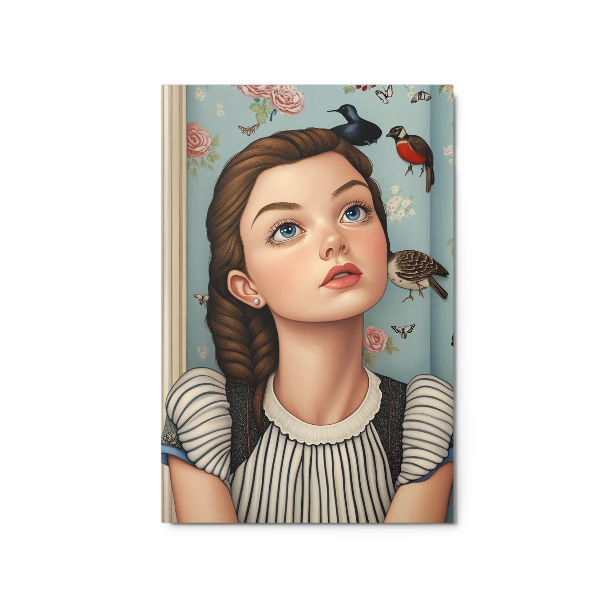 Realistic Portrait of Girl with Birds