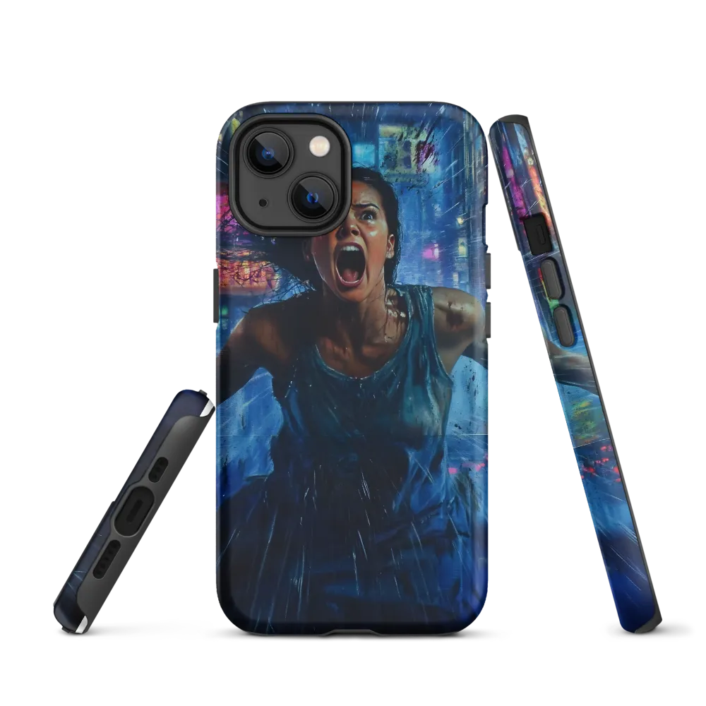 Screaming Woman in Urban Landscape | Phone Case