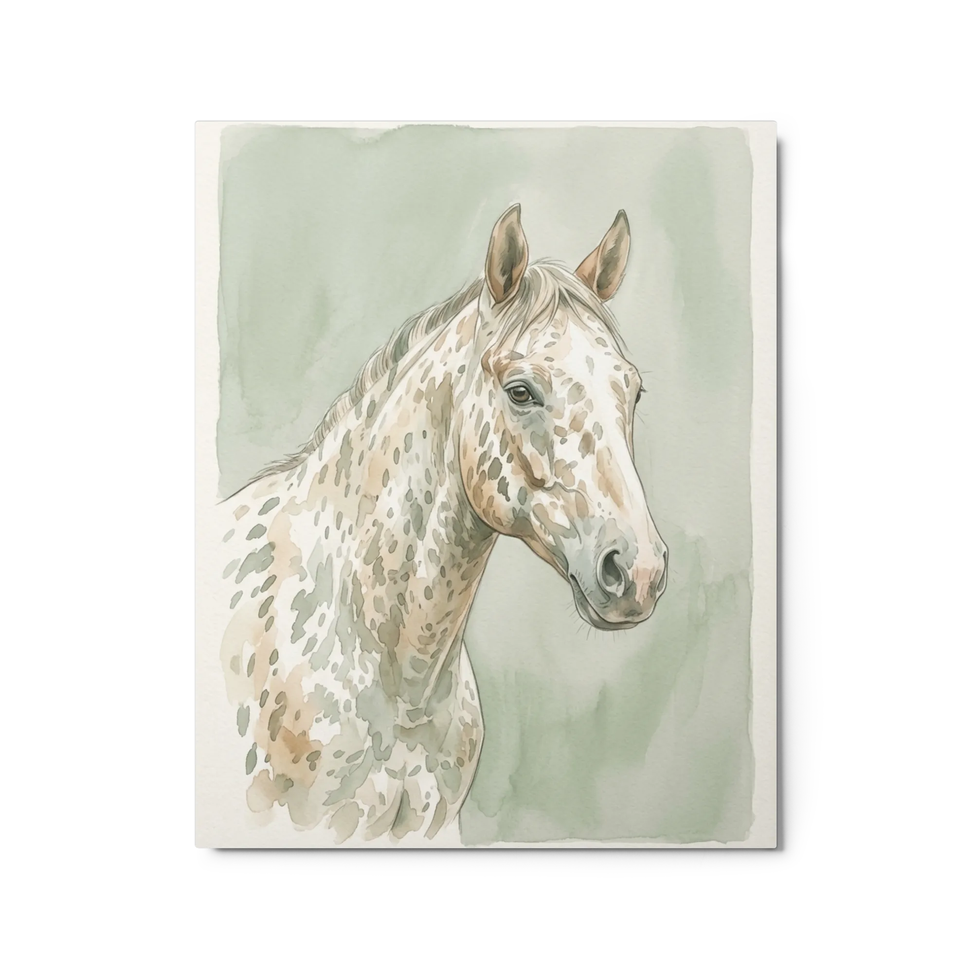 Appaloosa in Watercolor 
 Metal Print | 16″x 20″