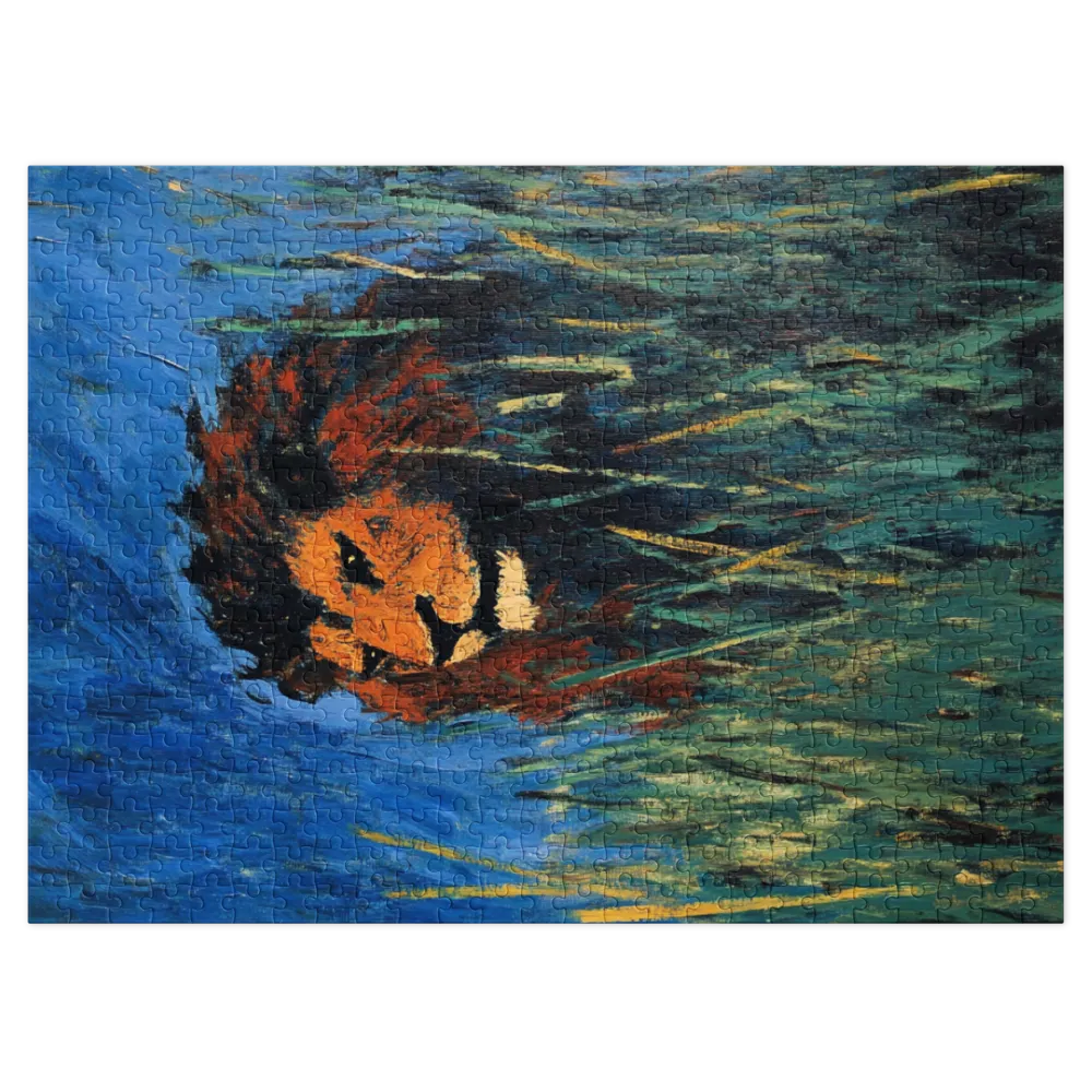 Expressionistic Lion in Grass | Jigsaw Puzzle (252/520 pieces)