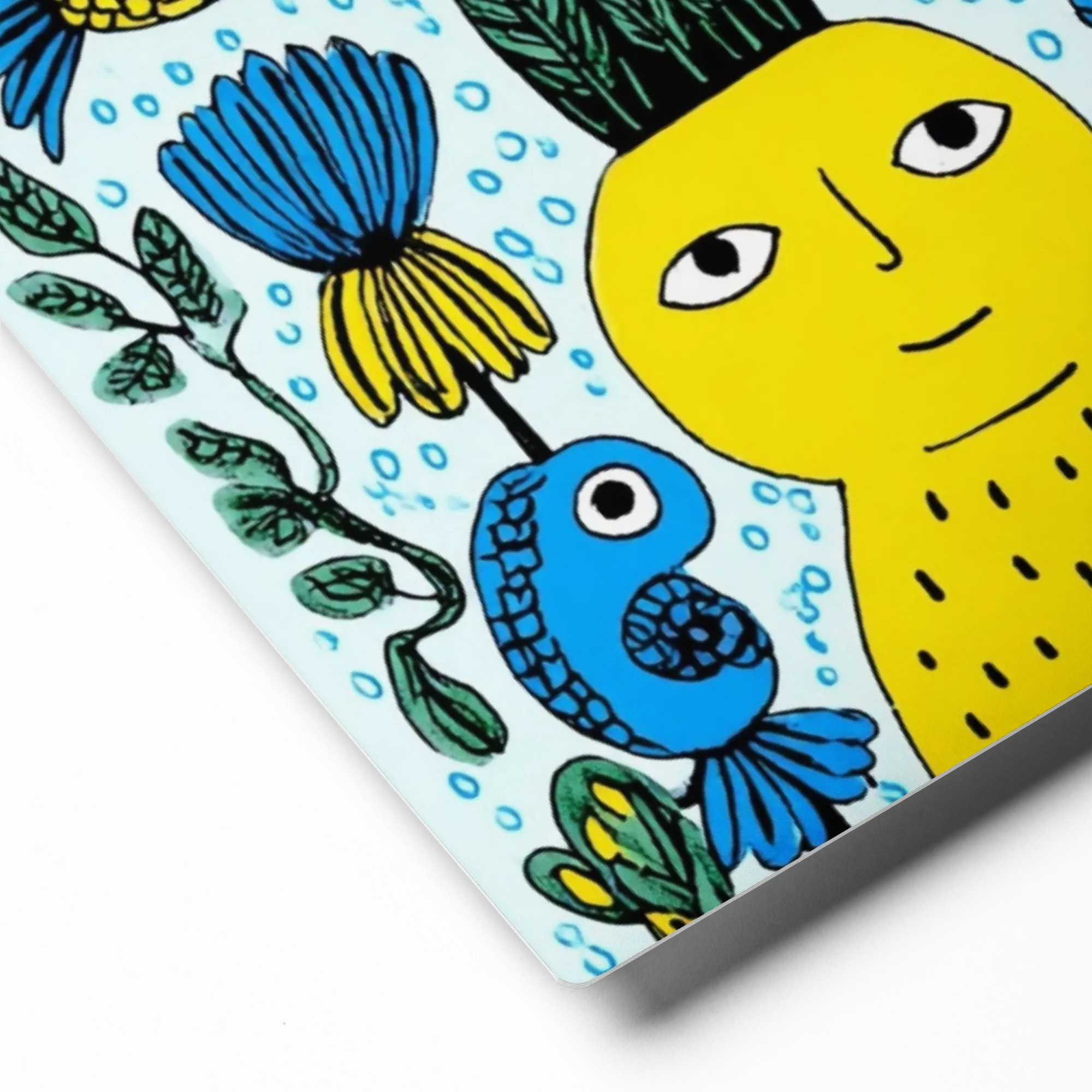 Blue and Yellow Folk World | Art Print