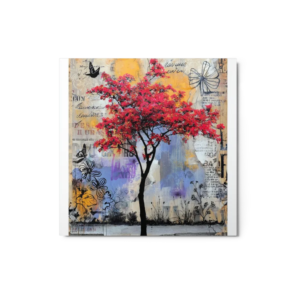 Crimson Canopy Street Collage | Art Print