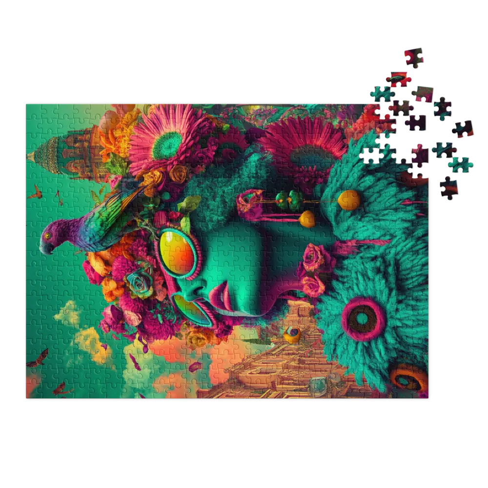 Vibrant Floral Reverie 
 Jigsaw Puzzle in Tin Box
