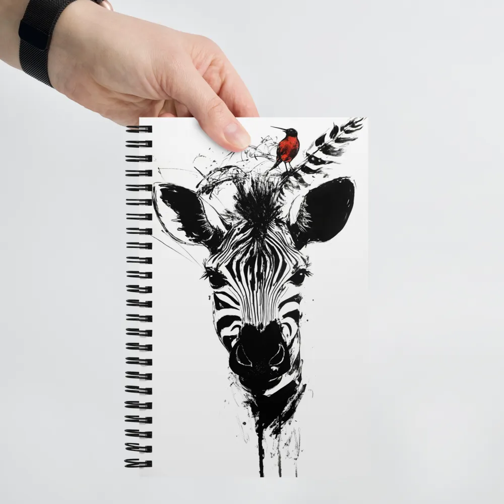 Zebra with Red Bird 
 Spiral Notebook | 140 pages