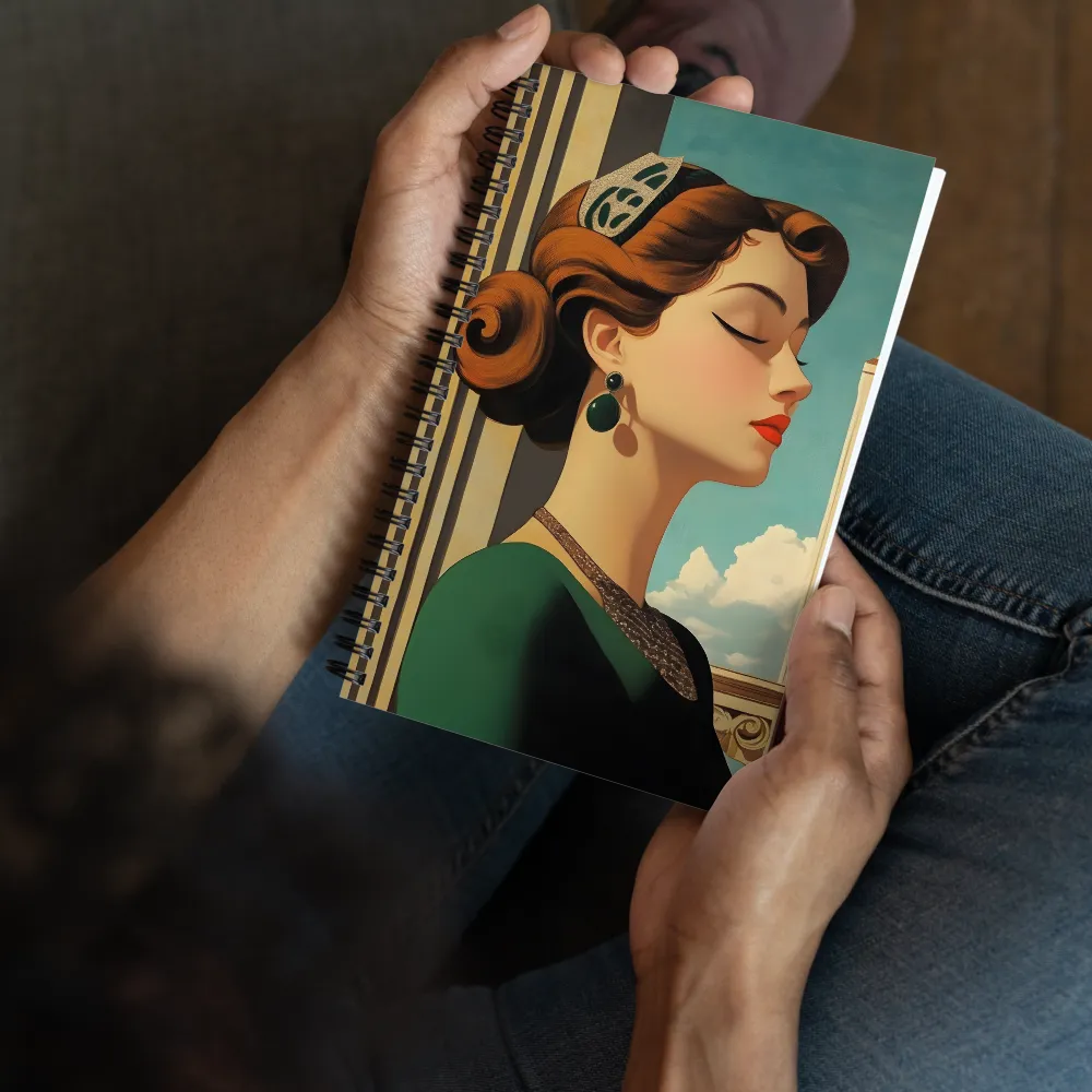Emerald Serenity: An Art Nouveau Portrait 
 Spiral Notebook | 140 pages