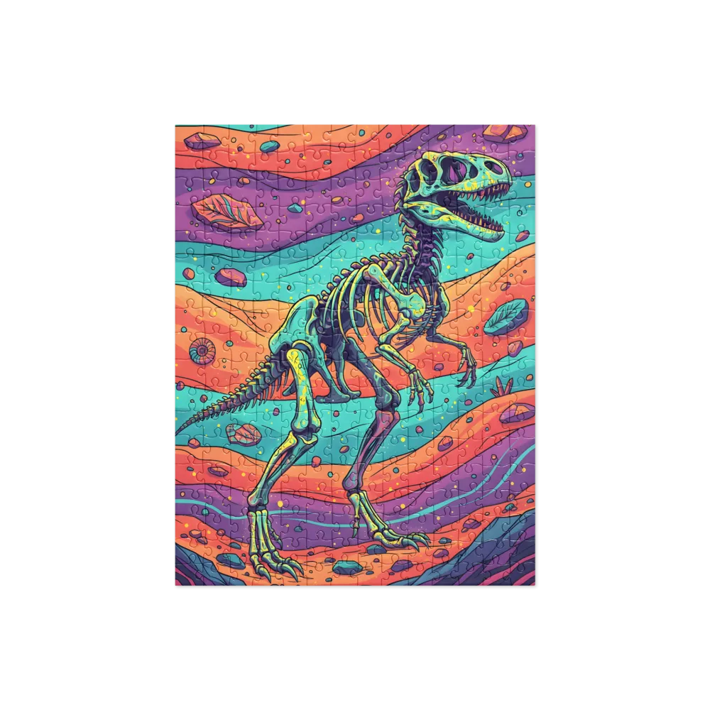 Psychedelic Raptor Skeleton 
 Jigsaw Puzzle in Tin Box