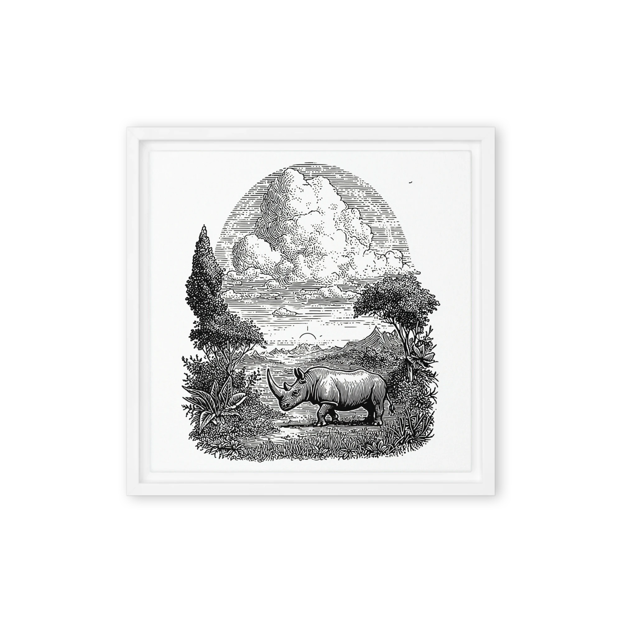 Rhinoceros Engraving