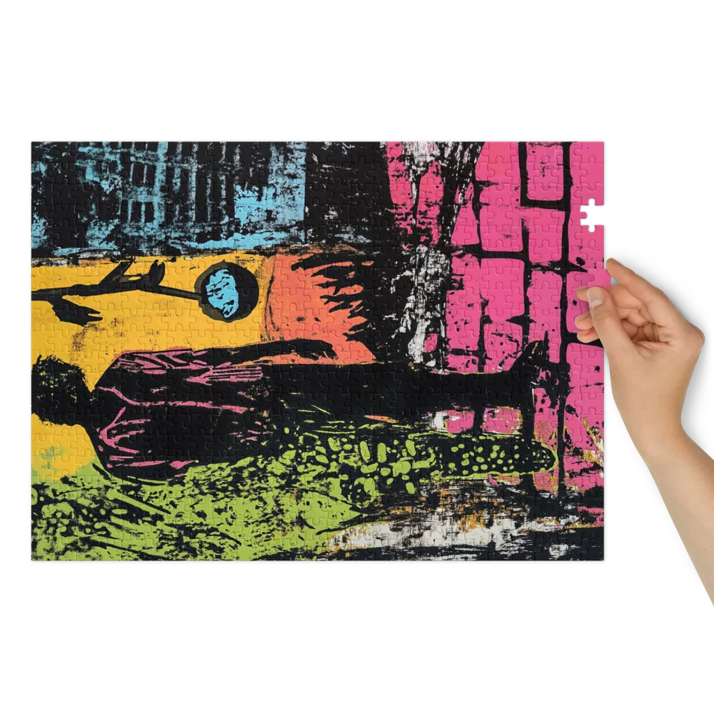 Silhueta Urbana em Néon 
 Puzzle em caixa de metal