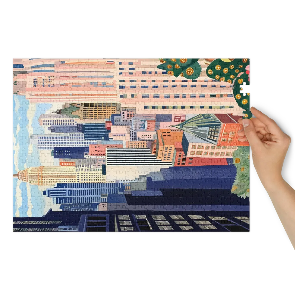 Art Deco New Yorker Skyline 
 Puzzle in Metalldose