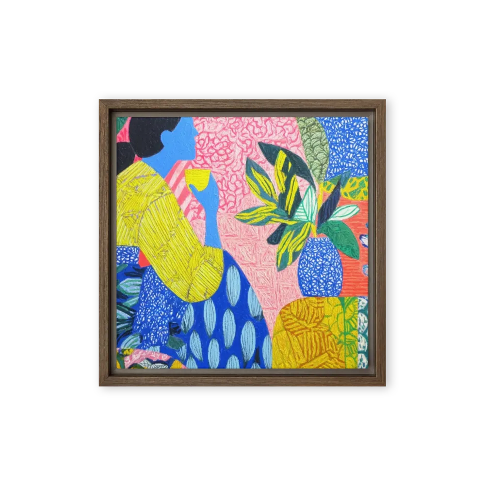 Quiet Morning Coffee 
 Canvas with Brown Frame