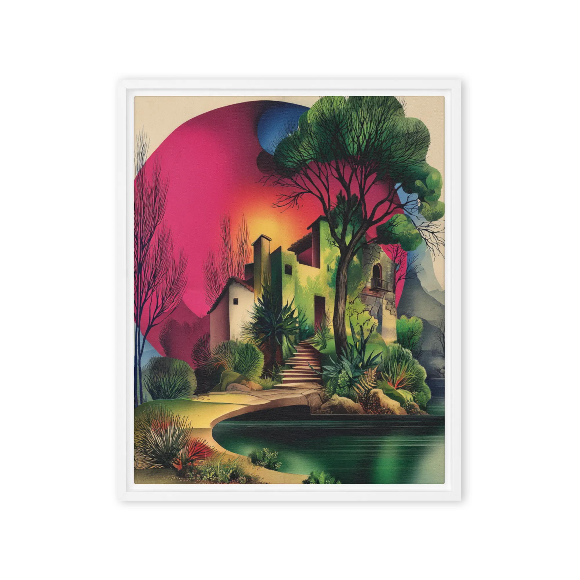 Dreamscape Haven 
 Poster with Red oak Frame | 18″x 18″