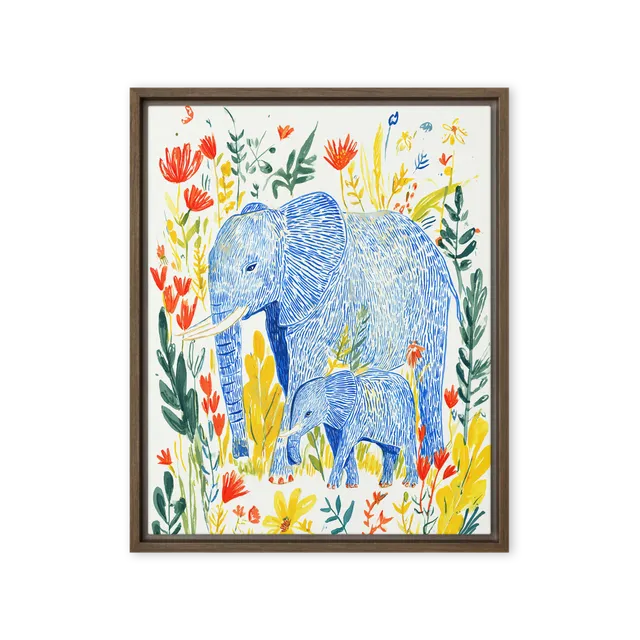 Blue Elephants in Bloom | Art Print