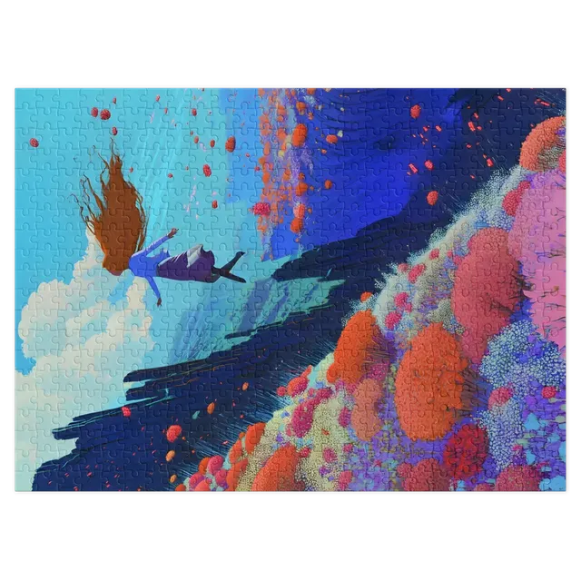 Surreal Woman in Vibrant Landscape | Jigsaw Puzzle (252/520 pieces)