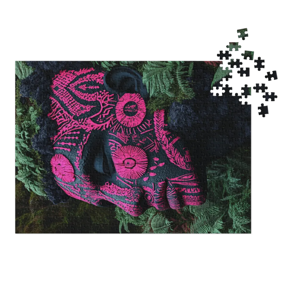 Surreal Pink Patterned Face in Nature