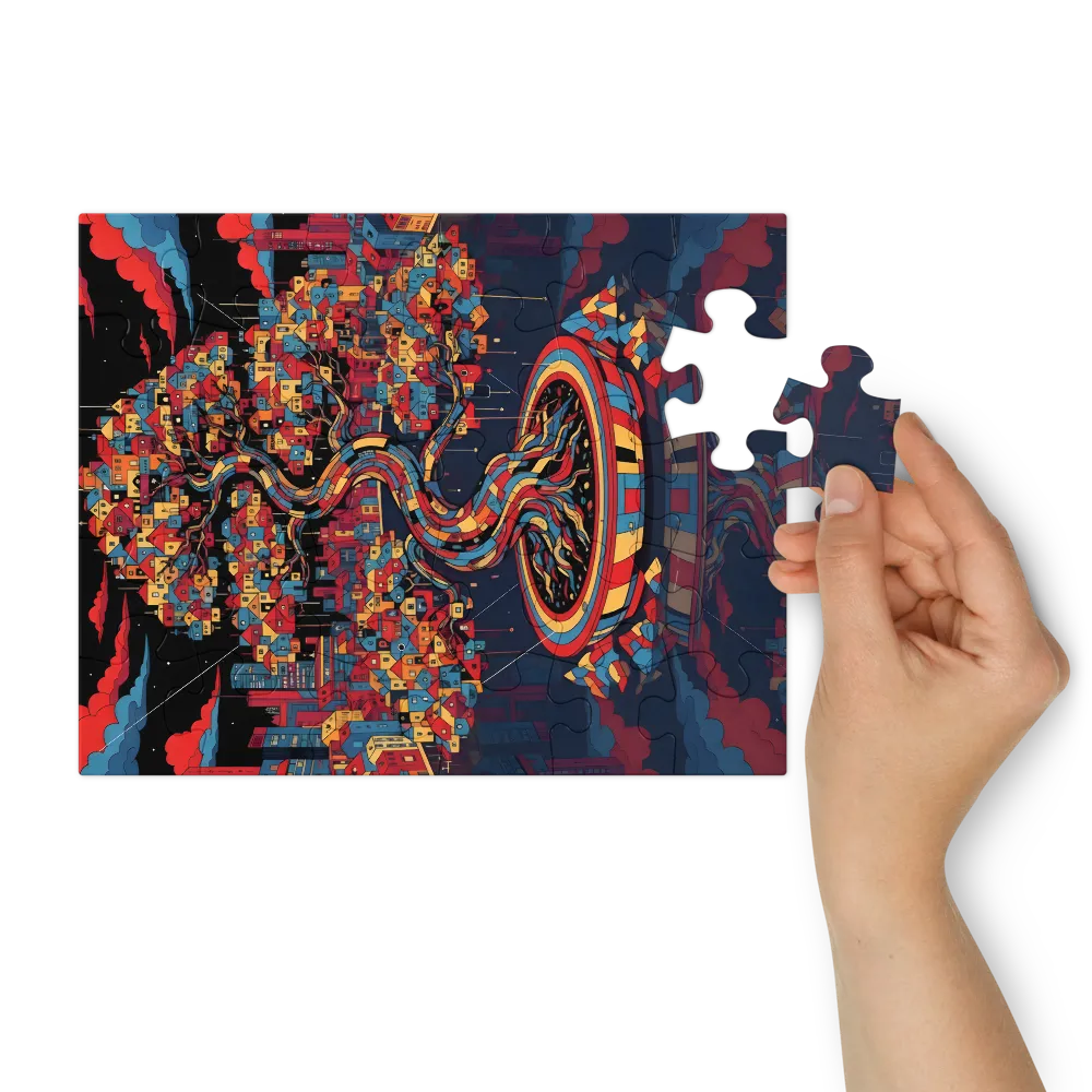 Tree of Houses 
 Jigsaw Puzzle in Tin Box