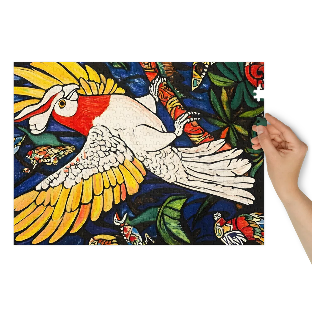 Papagaio da Selva em Estilo Vitral 
 Puzzle em caixa de metal