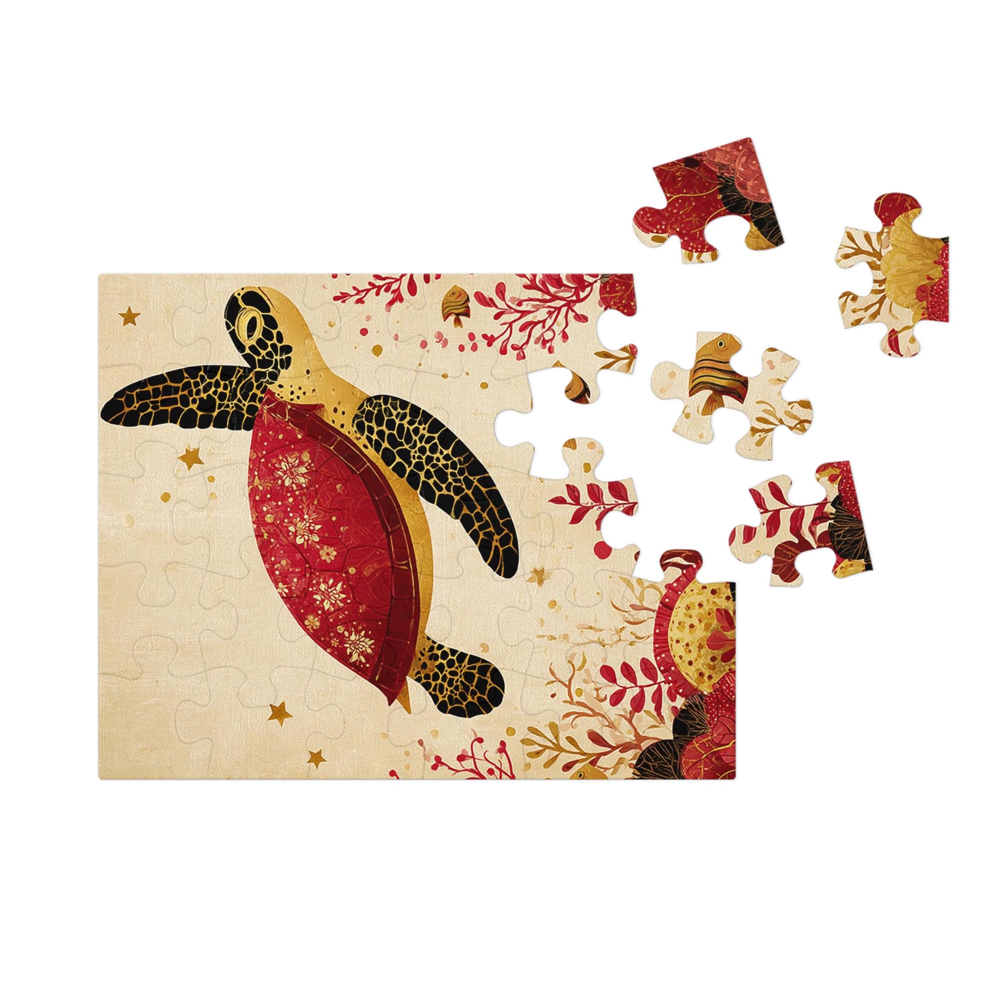 Red and Gold Sea Turtle | Jigsaw Puzzles