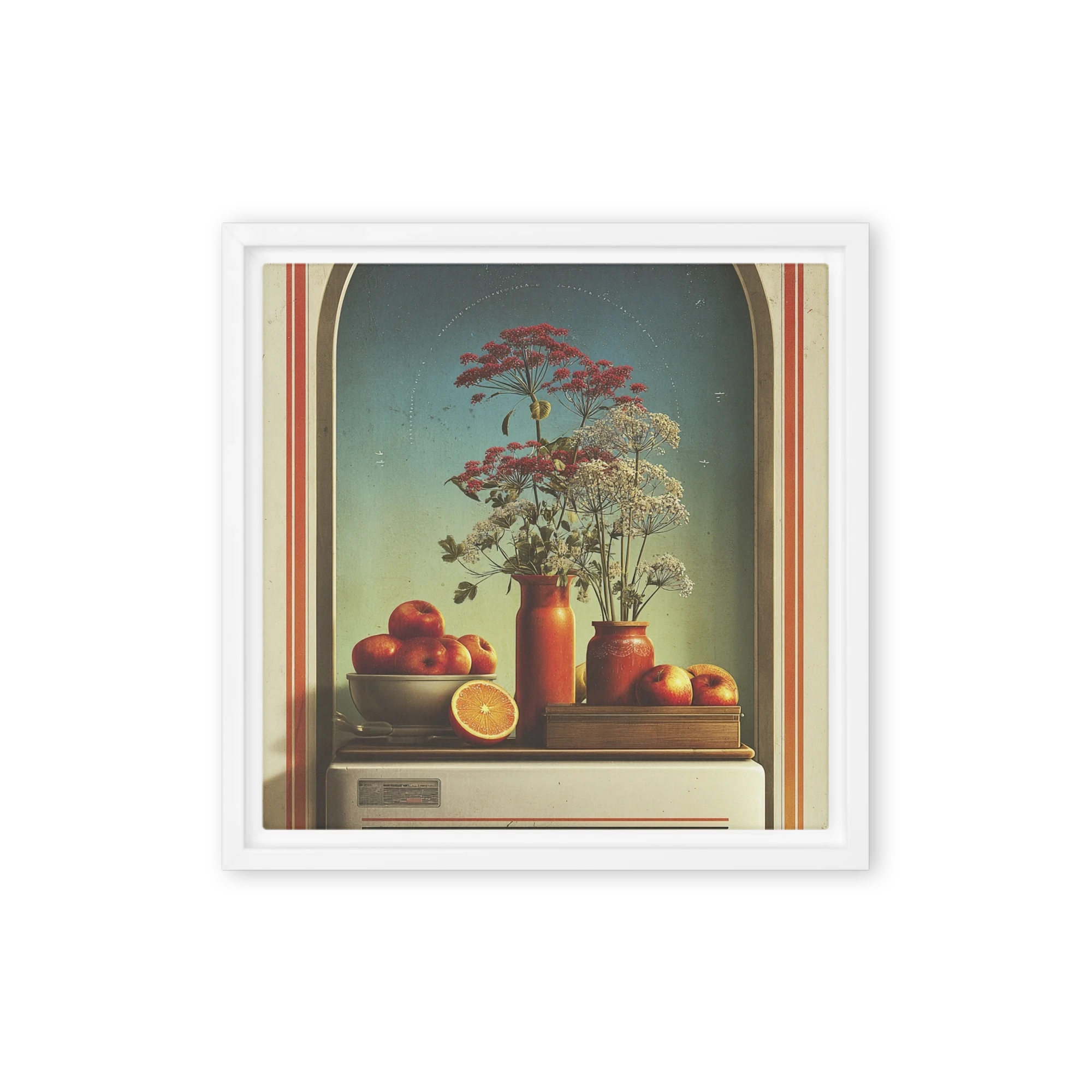 Still Life with Red Vases and Fruit