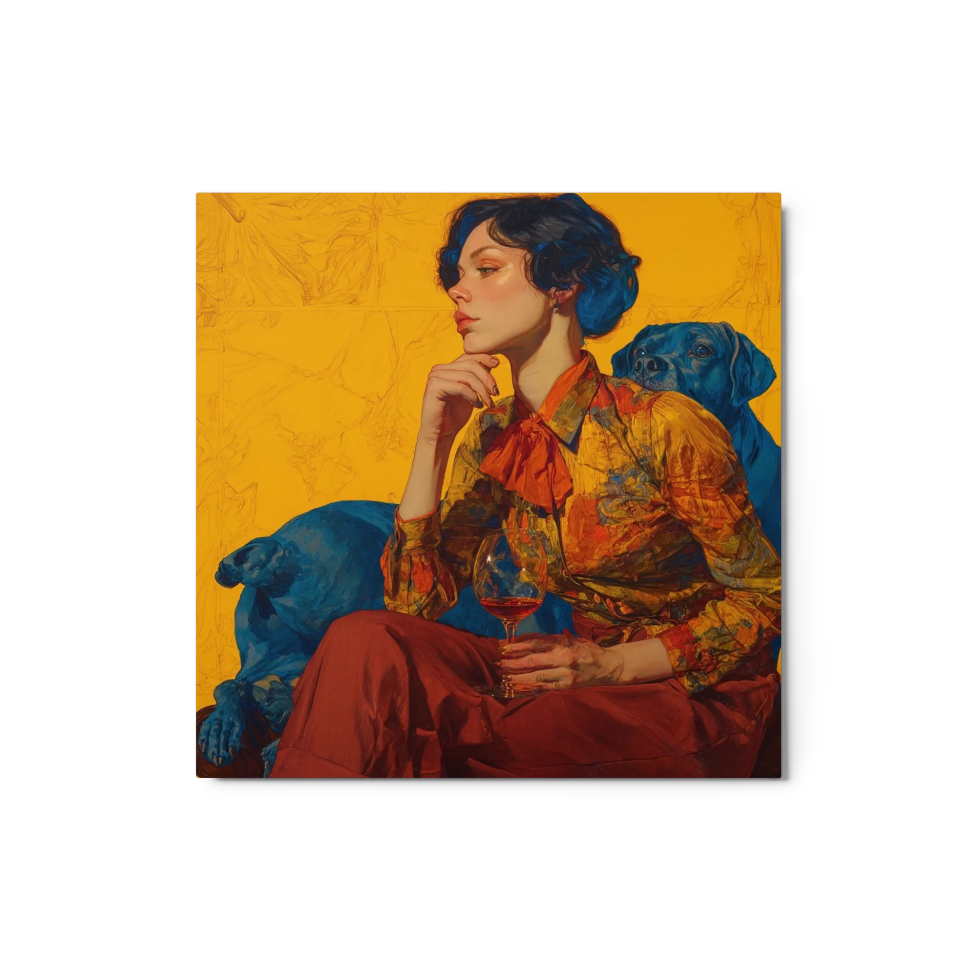 Woman with Blue Dogs