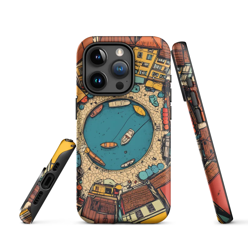 Aerial Village Lake Illustration | Phone Case