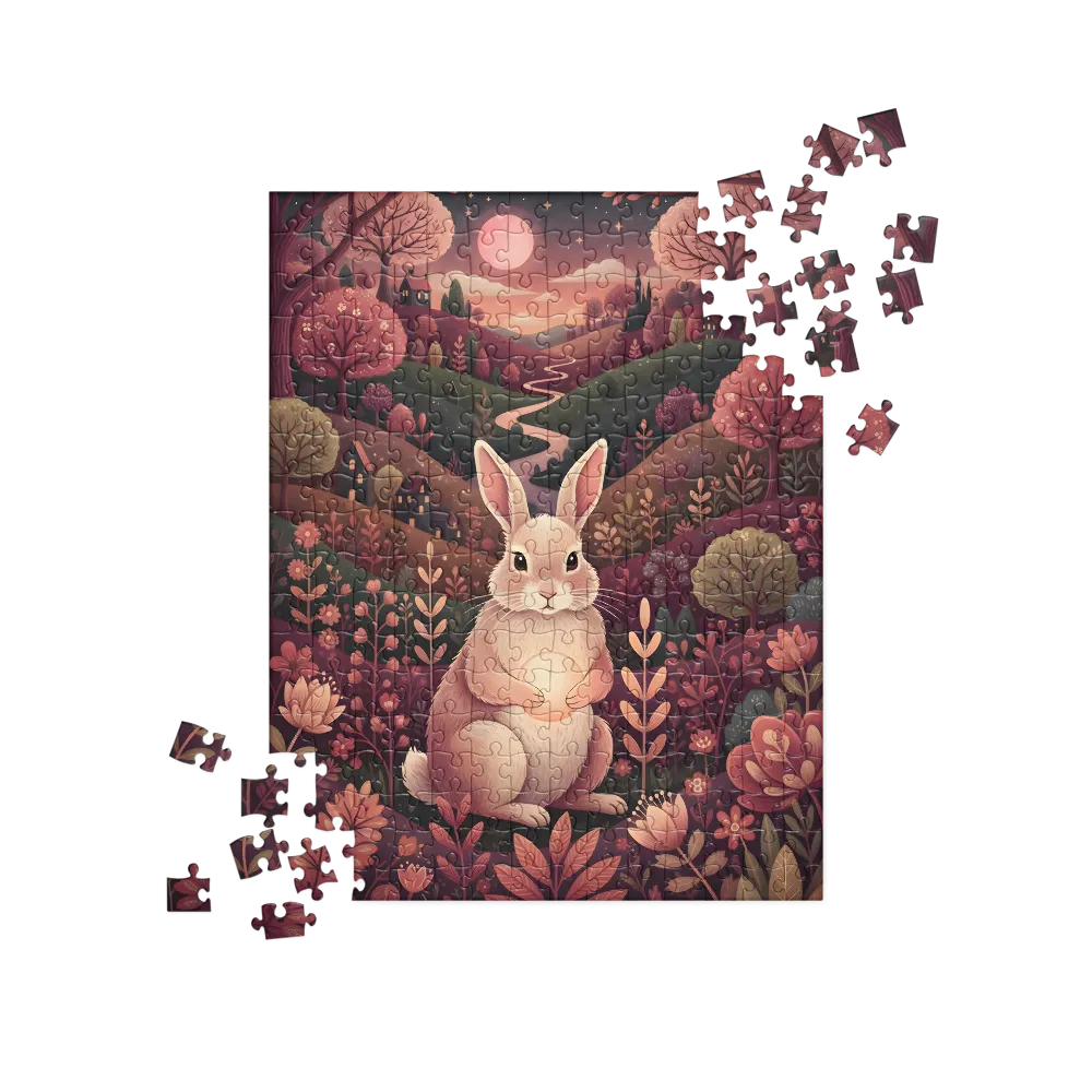 Whimsical Rabbit's Night Journey 
 Jigsaw Puzzle