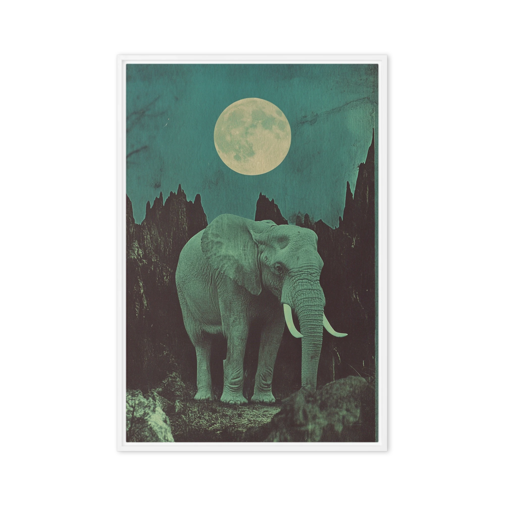 Surreal Elephant Under Full Moon