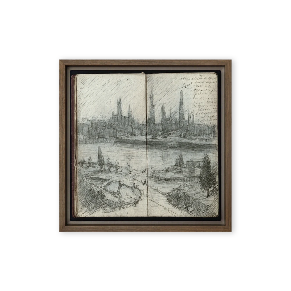 Riverside Cityscape Sketch | Art Print