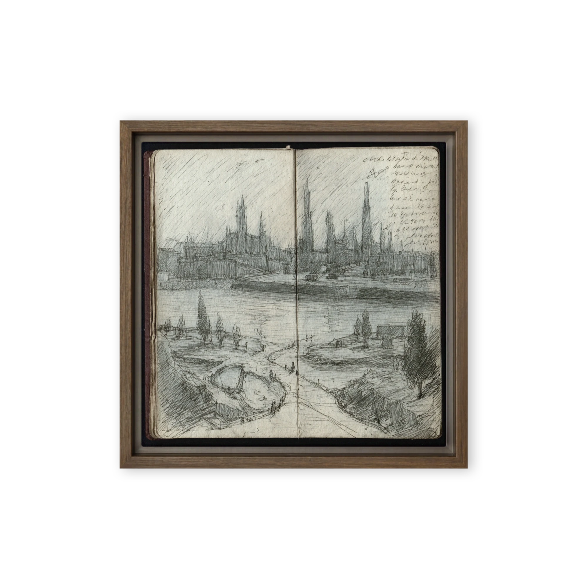 Riverside Cityscape Sketch
