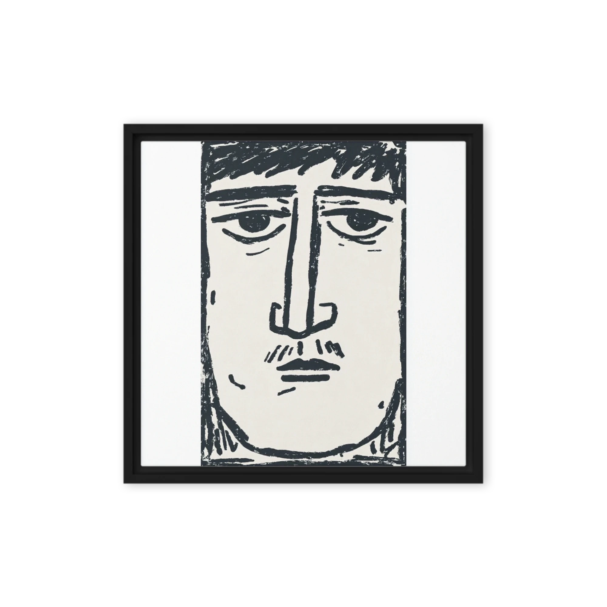 Linocut Man with Mustache