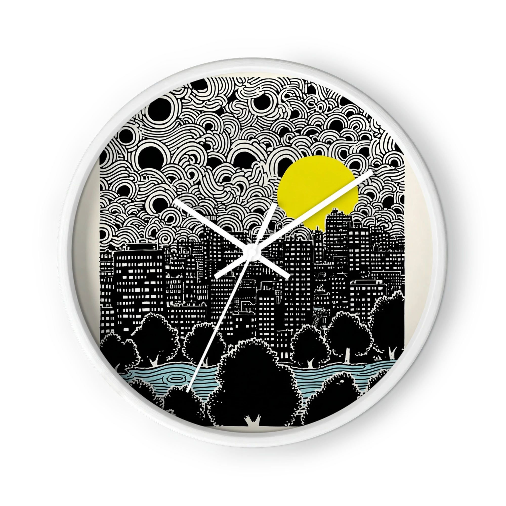 Graphic City Skyline and Yellow Sun