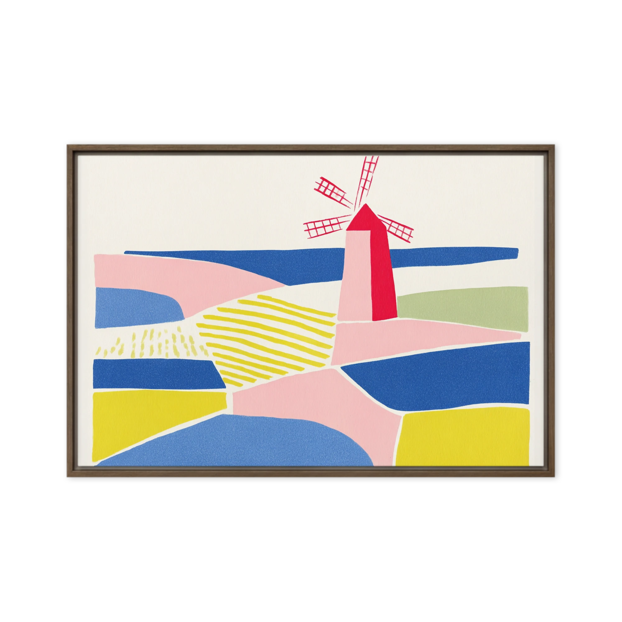 Pastel Fields and Windmill | Art Print