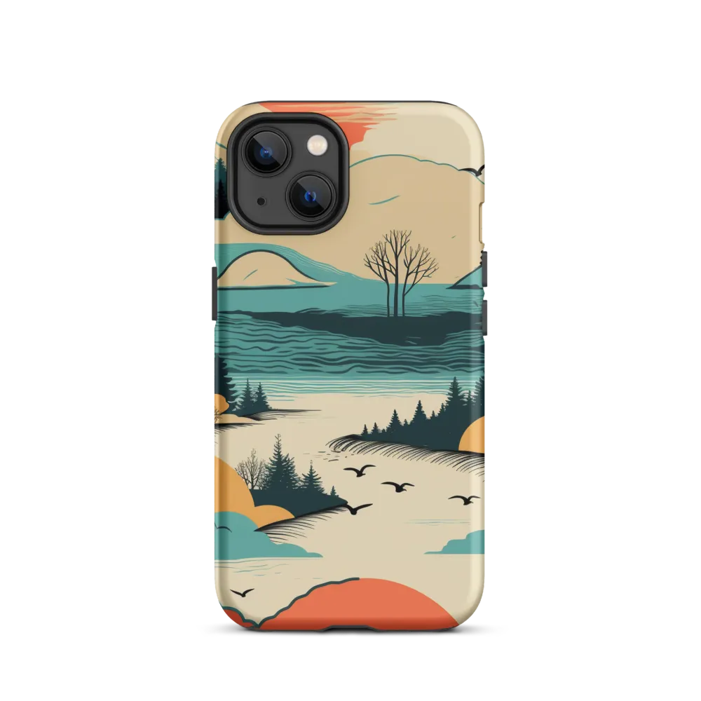Retro-Inspired Landscape Illustration | Phone Case