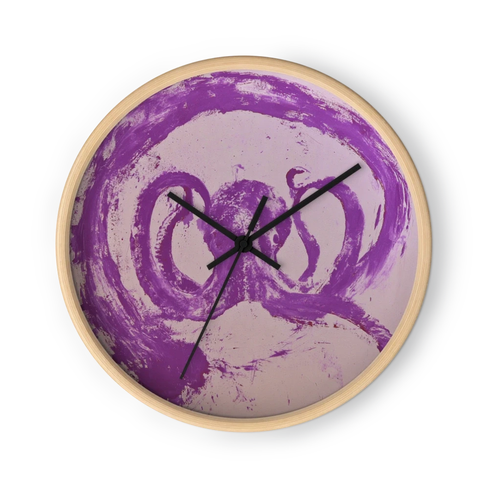 Expressive Purple Monotype Wall Clocks — Plum Ink, Pale Grey
