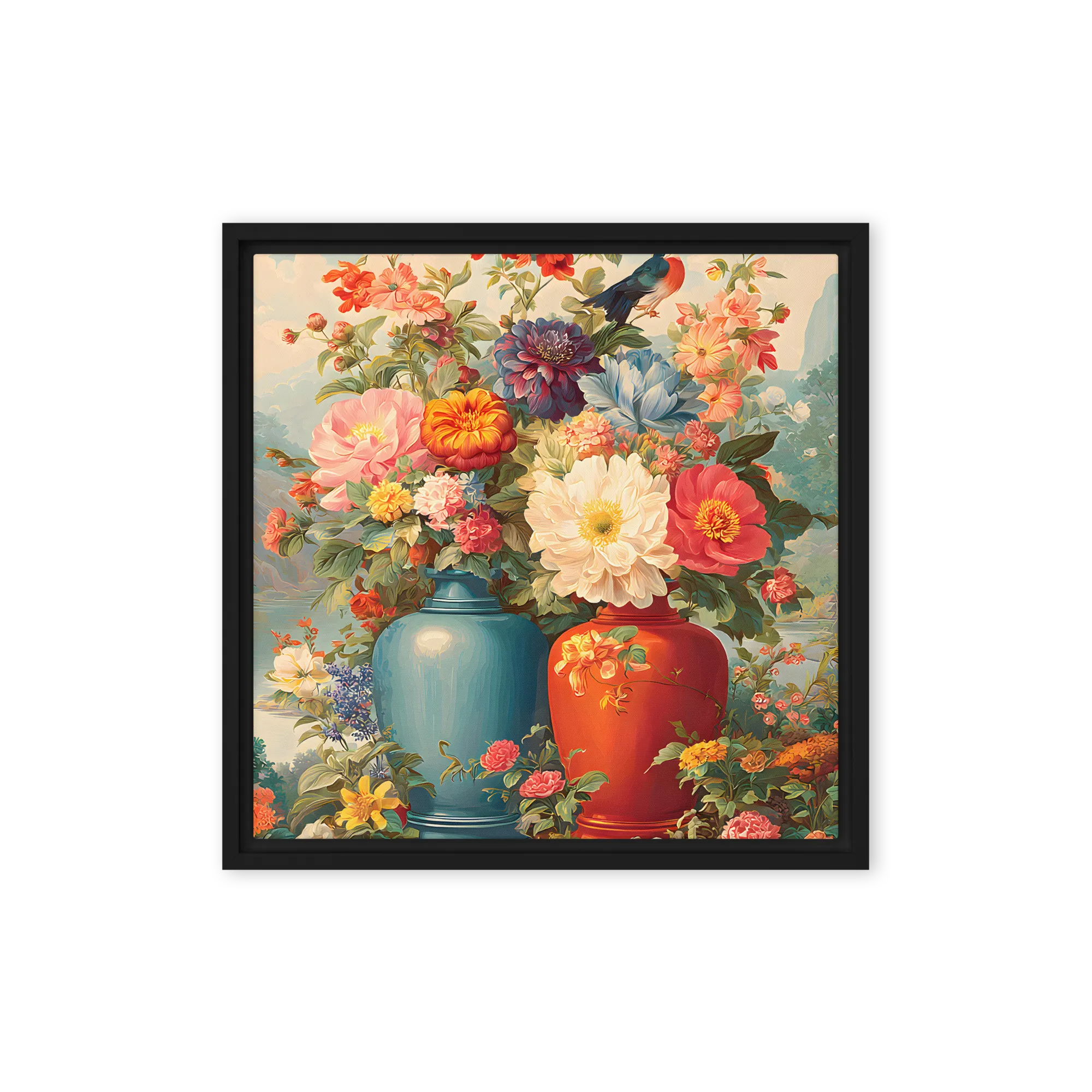 Woodblock gardens under heavy drapery — Relief-carved willow