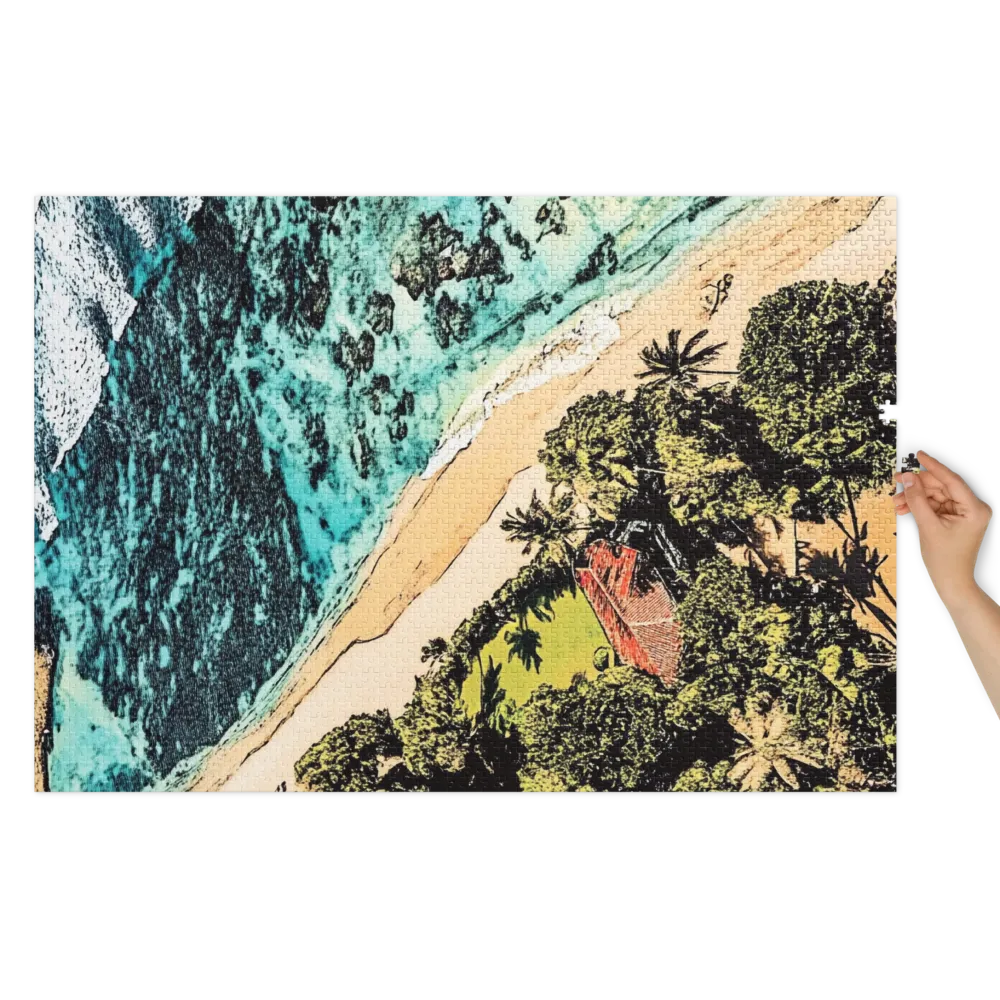 Tropical Shoreline Vista 
 Jigsaw Puzzle in Tin Box