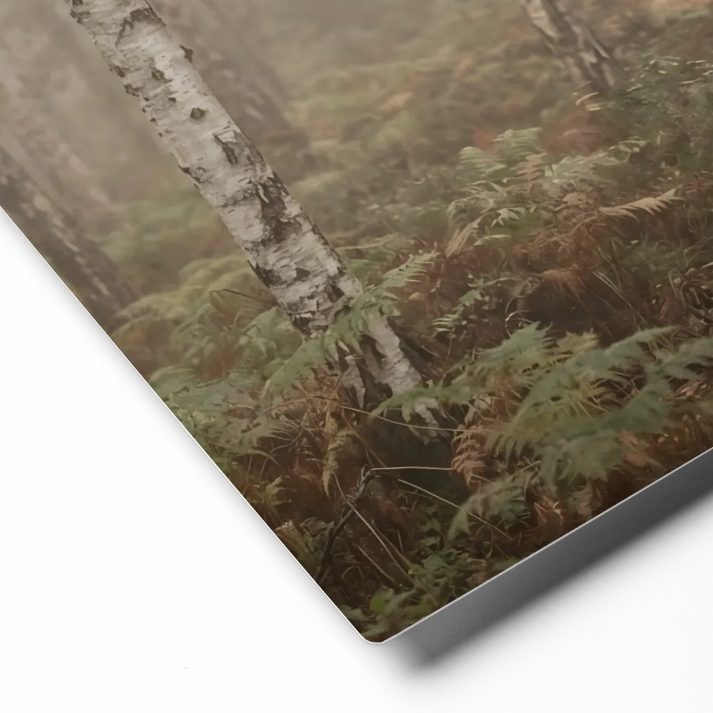 Misty Birchwood Path 
 Paper Print With Black Frame & Mat | 18″x 24″