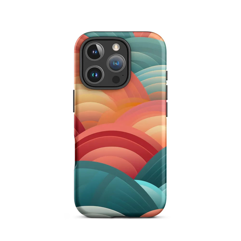 Abstract Waves in Red and Teal | Phone Case