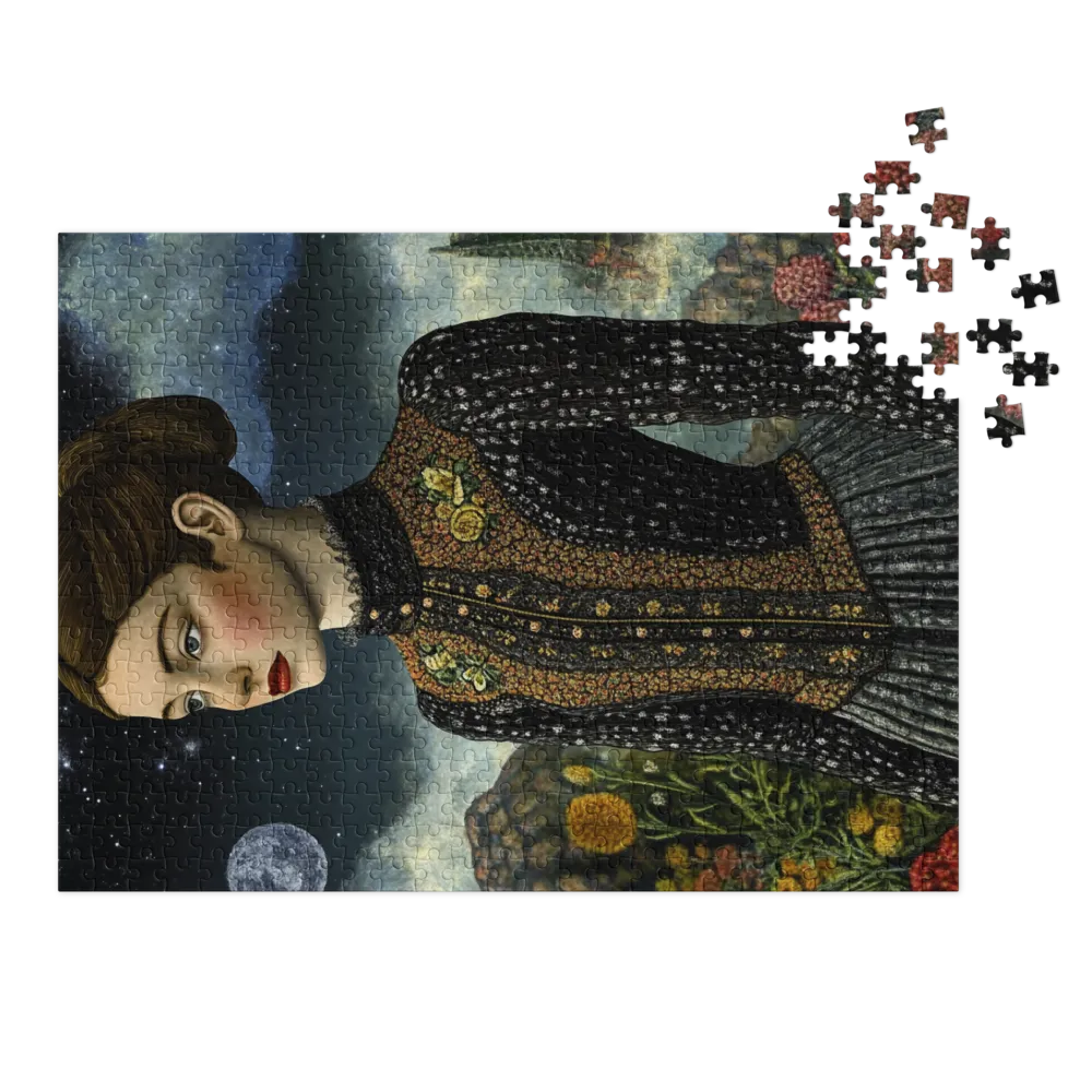 Surreal Portrait of a Woman in Floral Landscape